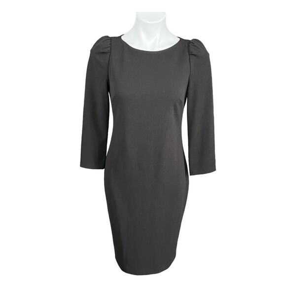 Calvin Klein Little Black Dress Size 4 Gold Zipper Sheath Cocktail Party - Picture 1 of 4